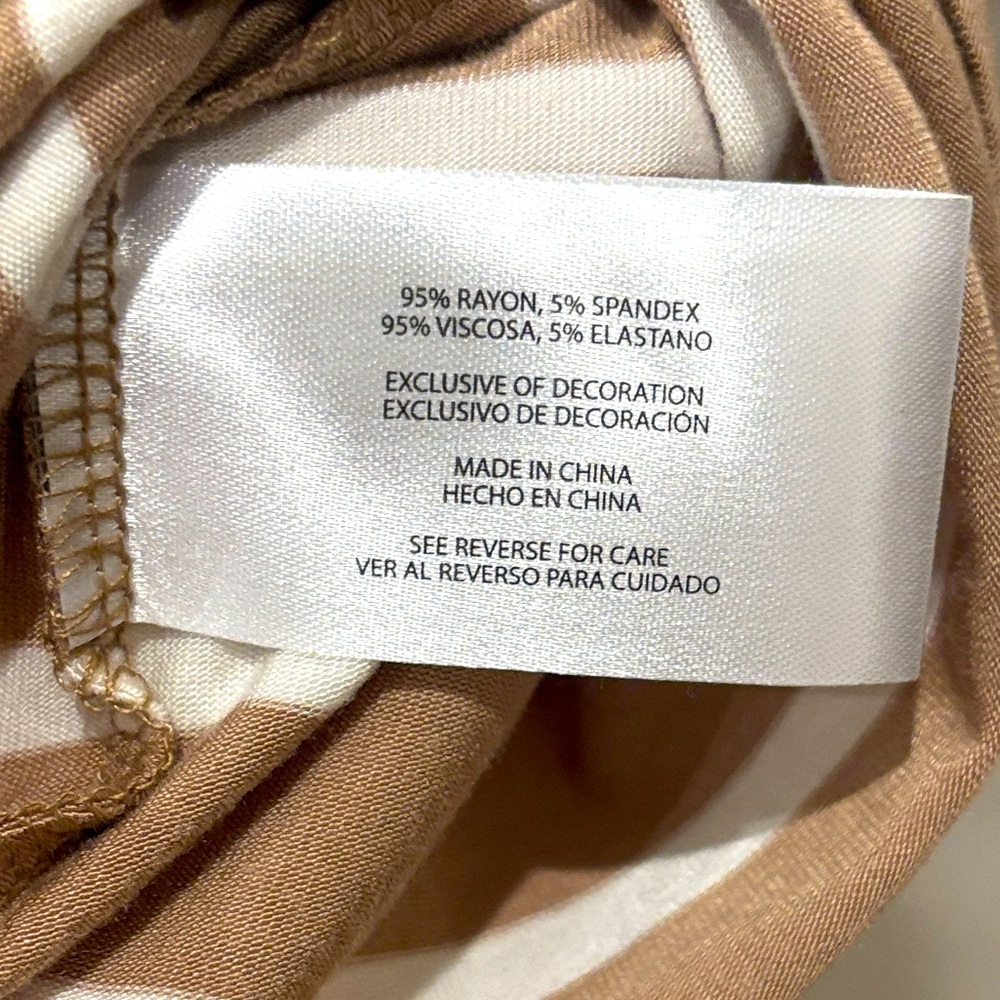 Gap NWT Striped Tan and White Women's Drop Shoulder Top Size Large - Picture 4 of 7